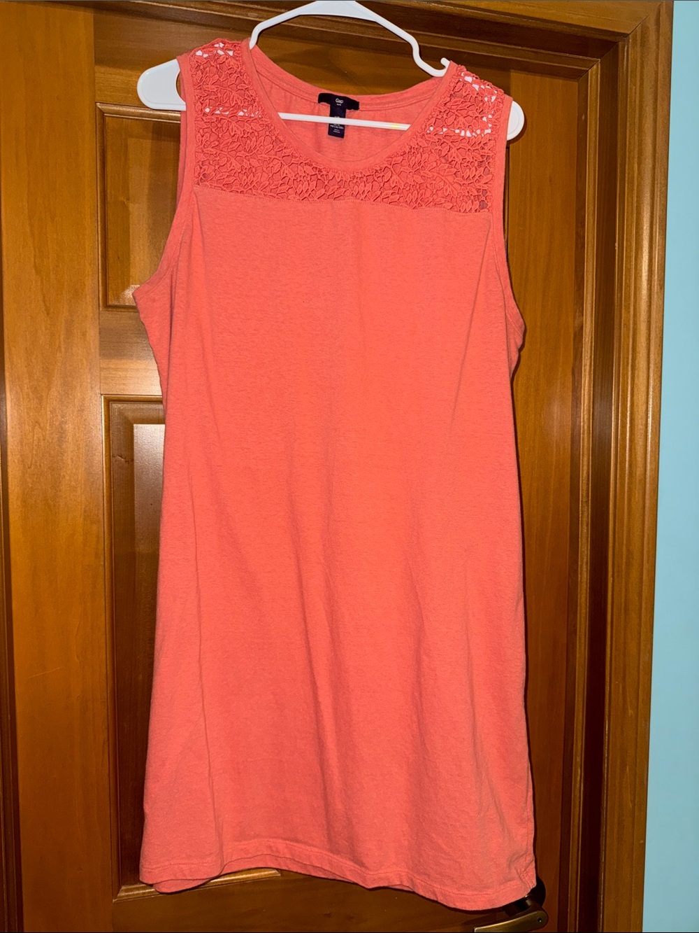 GAP Coral Sleeveless Mini Dress with Lace Yoke